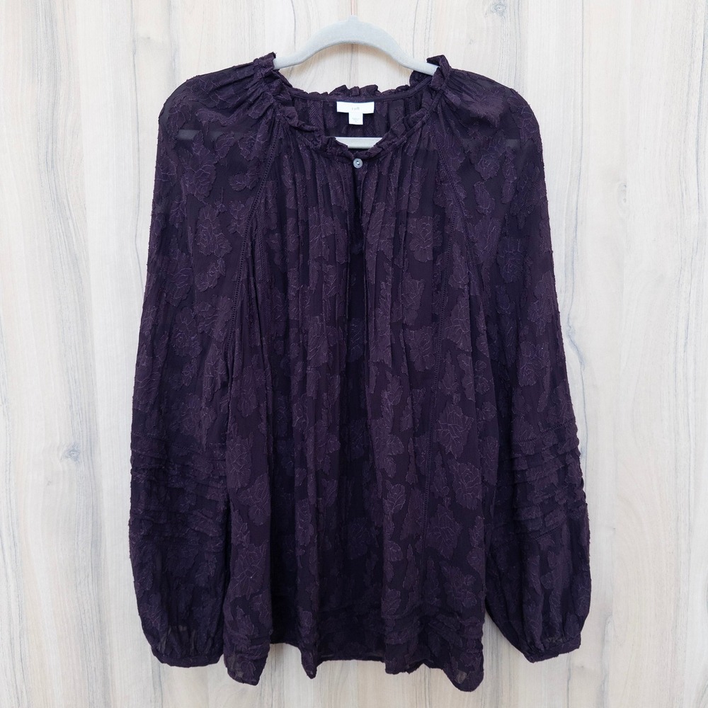J. Jill Plum Textured Long Sleeve Peasant Blouse